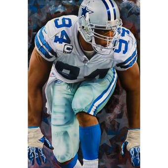 Dallas Cowboys "DeMarcus Ware" Deacon Jones Foundation Fine Art Canvas Print 24" x 36" by Artist Rob Jackson