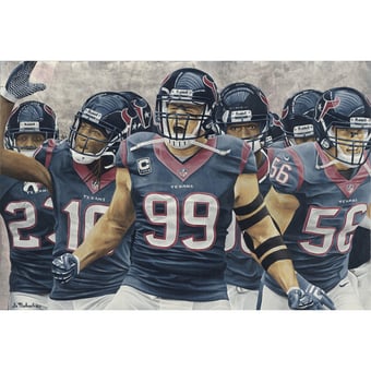Houston Texans "J.J. Watts" Deacon Jones Foundation Fine Art Canvas Print 24" x 34" by Artist Jason Robichau