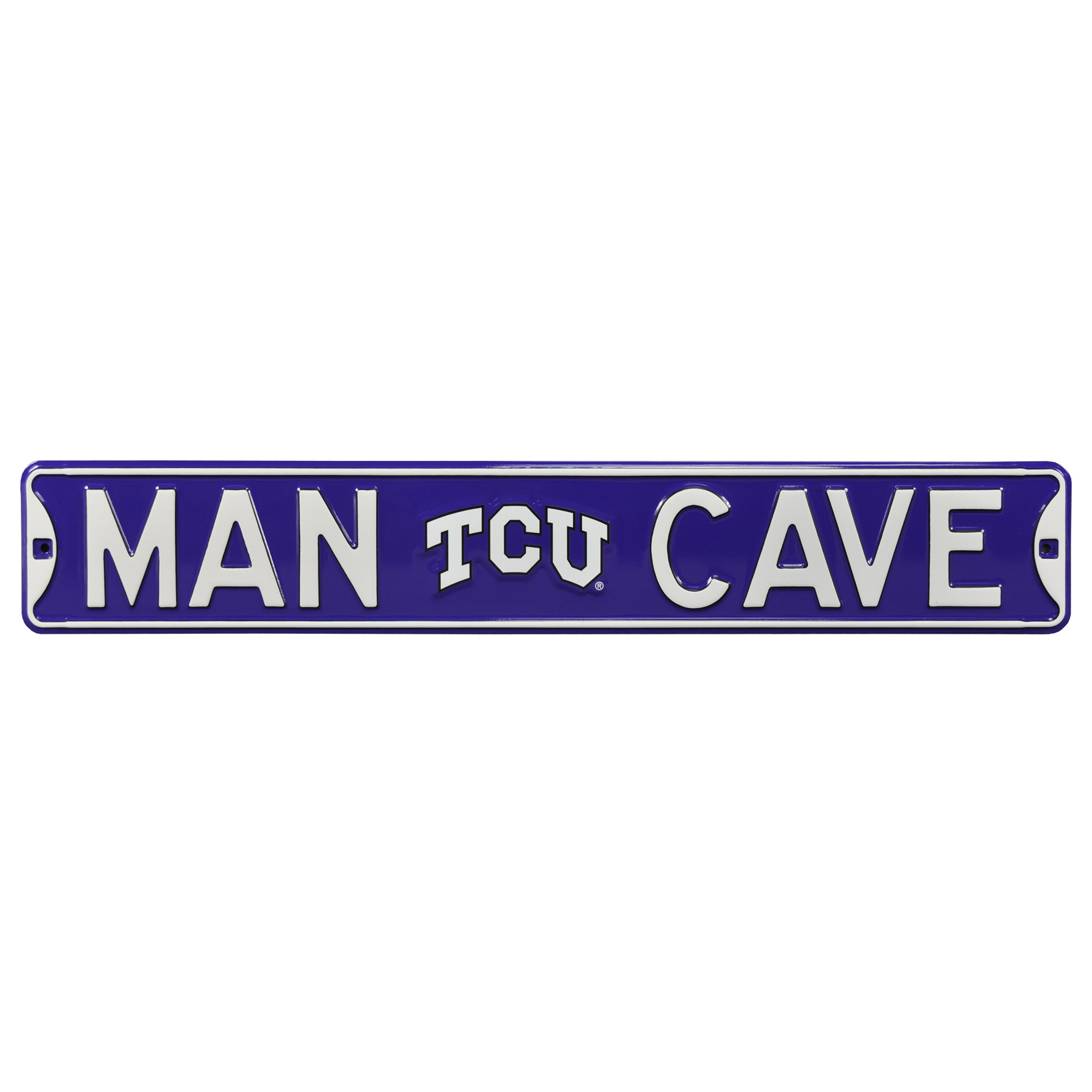 Purple TCU Horned Frogs 6" x 36" Man Cave Steel Street Sign