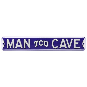 Purple TCU Horned Frogs 6" x 36" Man Cave Steel Street Sign