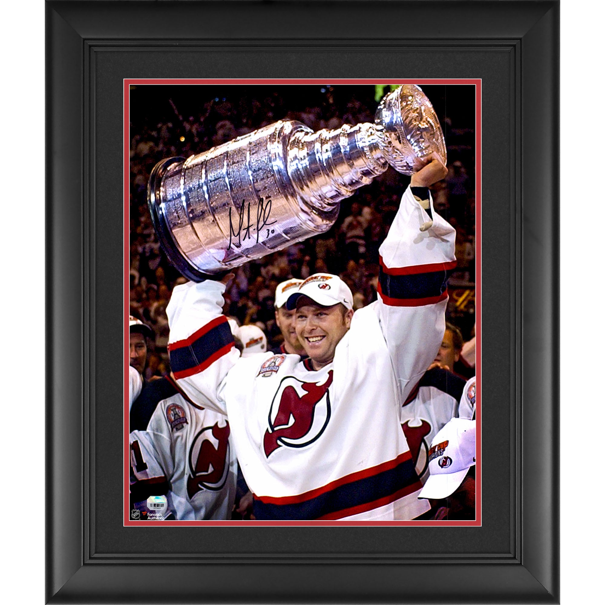 Martin Brodeur New Jersey Devils Framed Autographed 16" x 20" Raising Cup Photograph