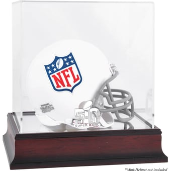 Super Bowl 50 Mahogany Mini Helmet Logo Display Case