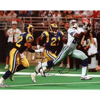 Michael Irvin Dallas Cowboys Autographed 8" x 10" vs St. Louis Rams Photograph