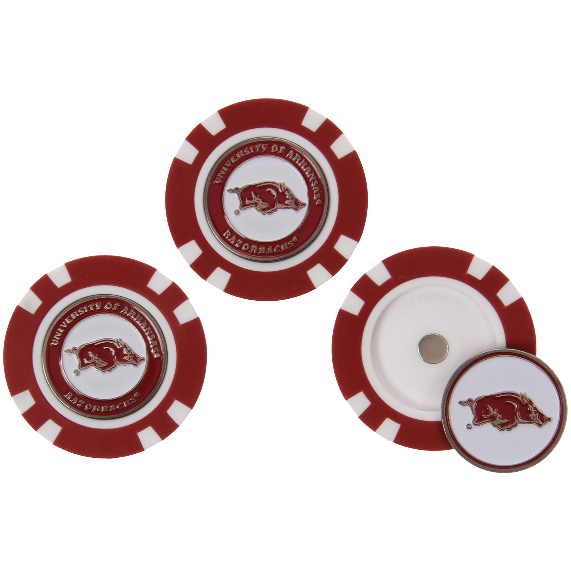 Arkansas Razorbacks 3-Pack Poker Chip Golf Ball Markers Arkansas Razorbacks 3-Pack Poker Chip Golf Ball Markers