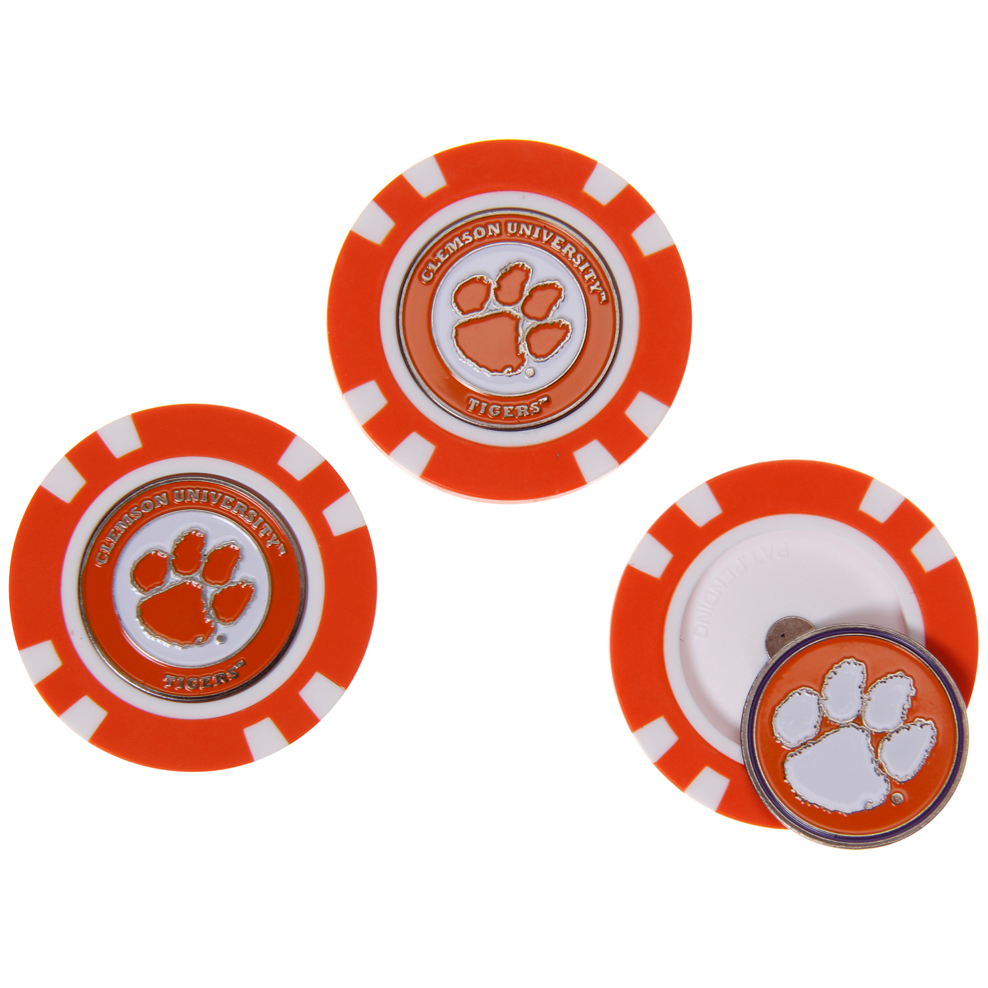 Clemson Tigers 3-Pack Poker Chip Golf Ball Markers Clemson Tigers 3-Pack Poker Chip Golf Ball Markers