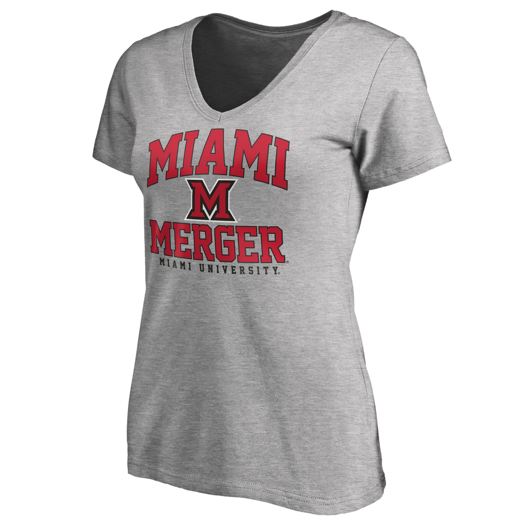 Women's Heather Gray Miami University RedHawks Merger Arch V-Neck T-Shirt