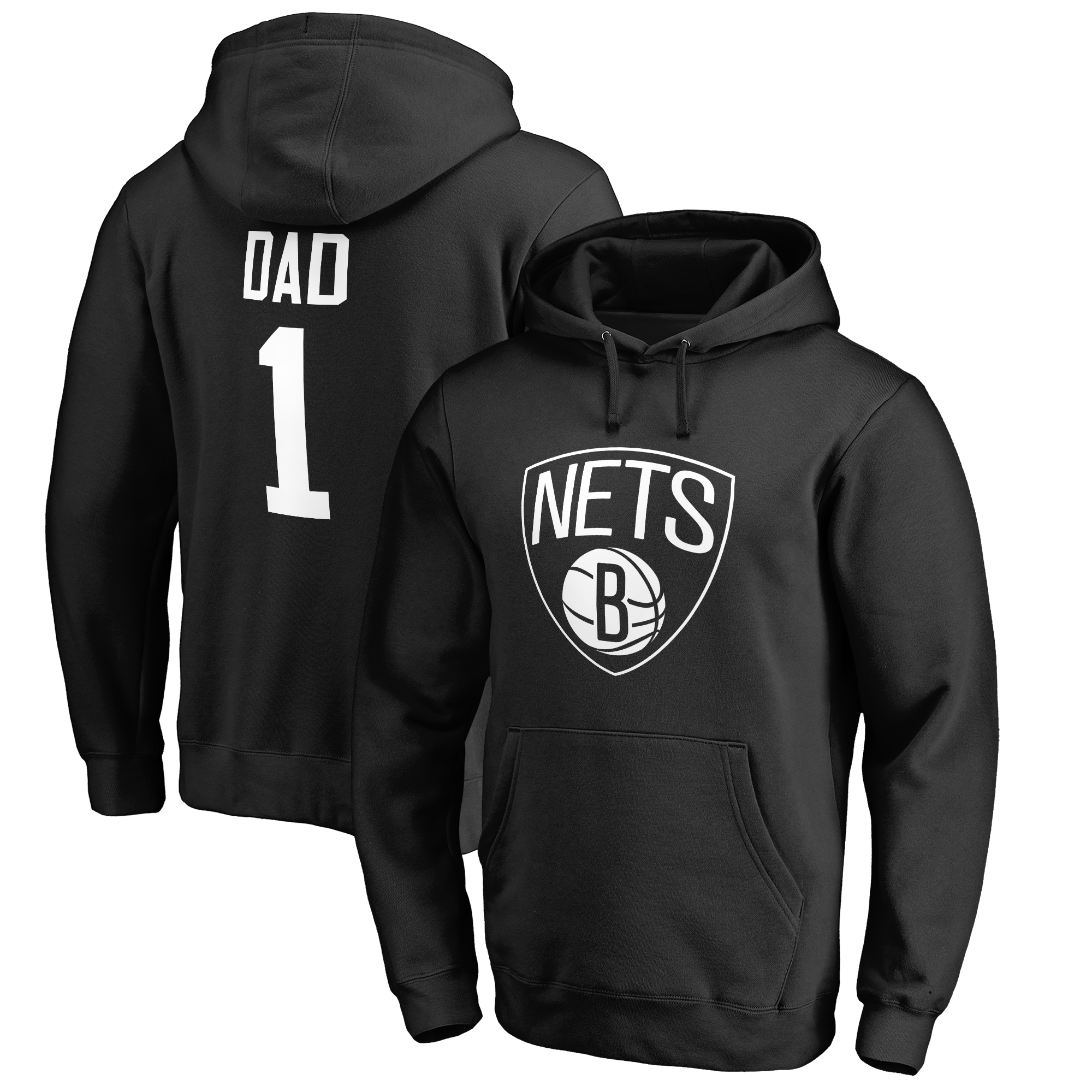 Men’s Black Brooklyn Nets #1 Dad Pullover Hoodie Men’s Black Brooklyn Nets #1 Dad Pullover Hoodie