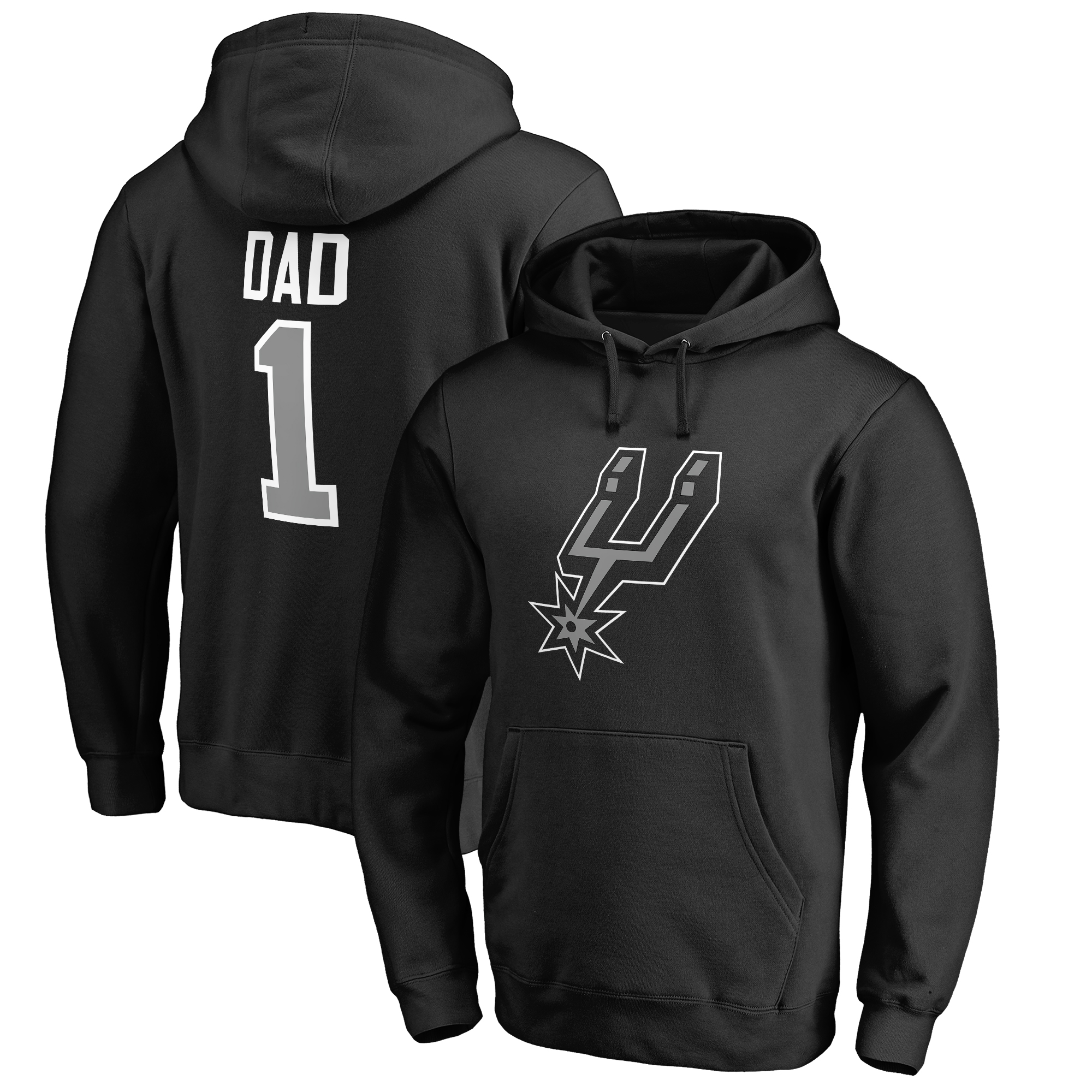 Men's Black San Antonio Spurs #1 Dad Pullover Hoodie