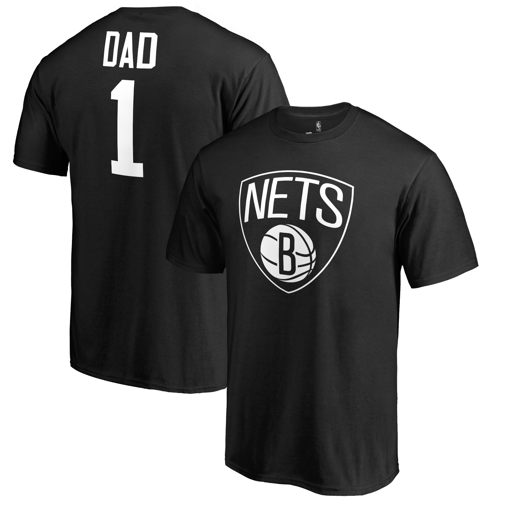 Men’s Black Brooklyn Nets #1 Dad T-Shirt Men’s Black Brooklyn Nets #1 Dad T-Shirt