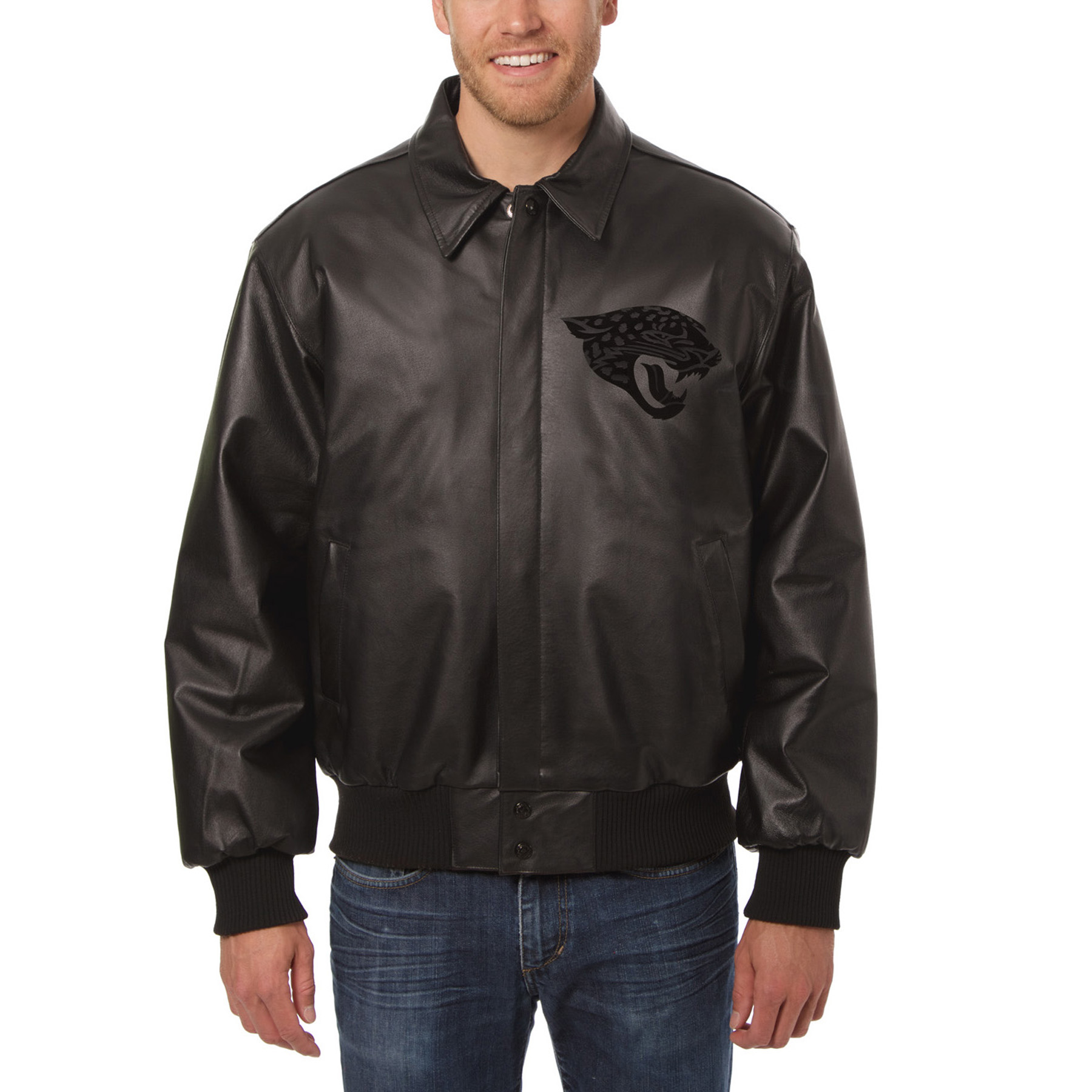 Men's JH Design Black Jacksonville Jaguars Tonal All Leather Jacket