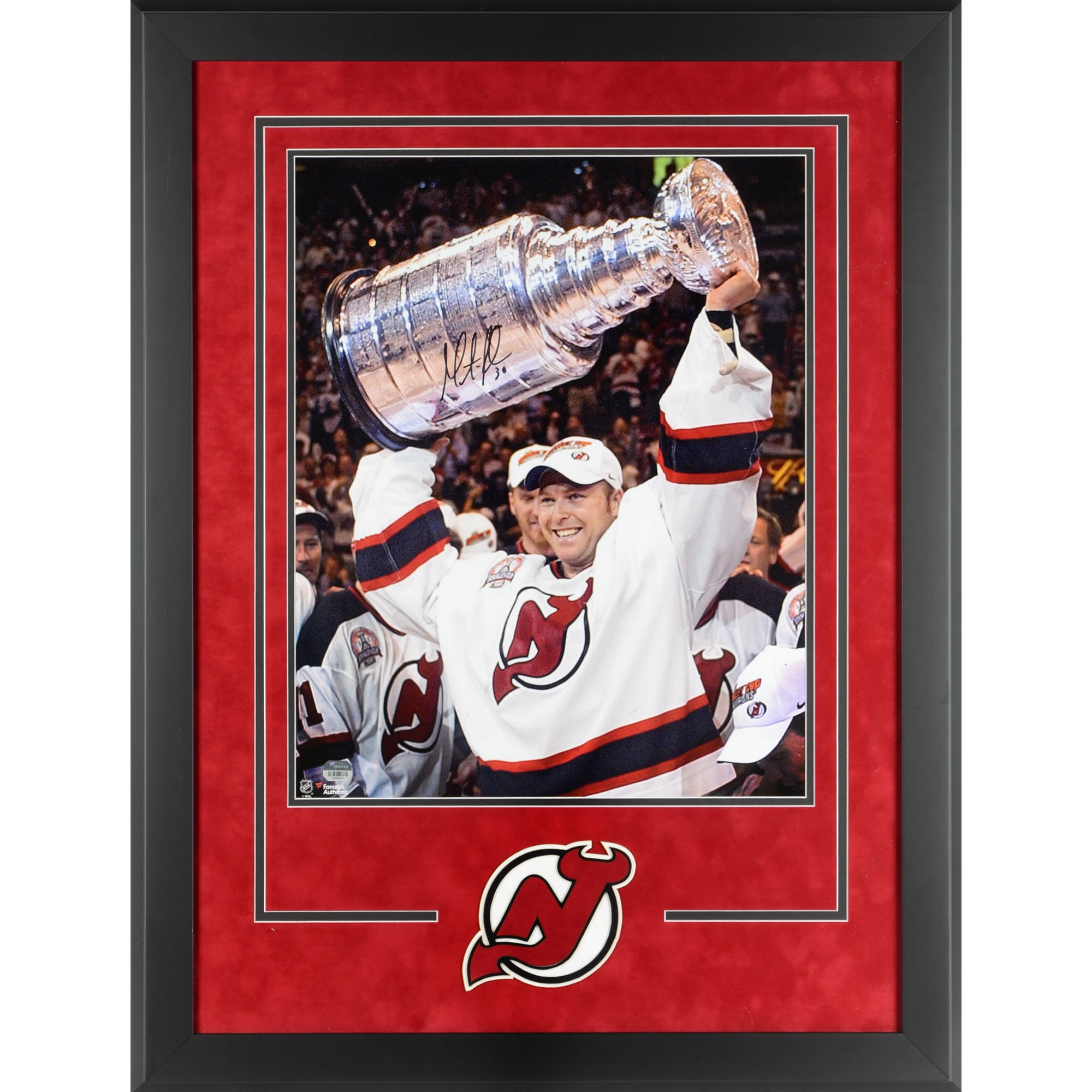 Martin Brodeur New Jersey Devils Deluxe Framed Autographed 16" x 20" Raising Cup Photograph