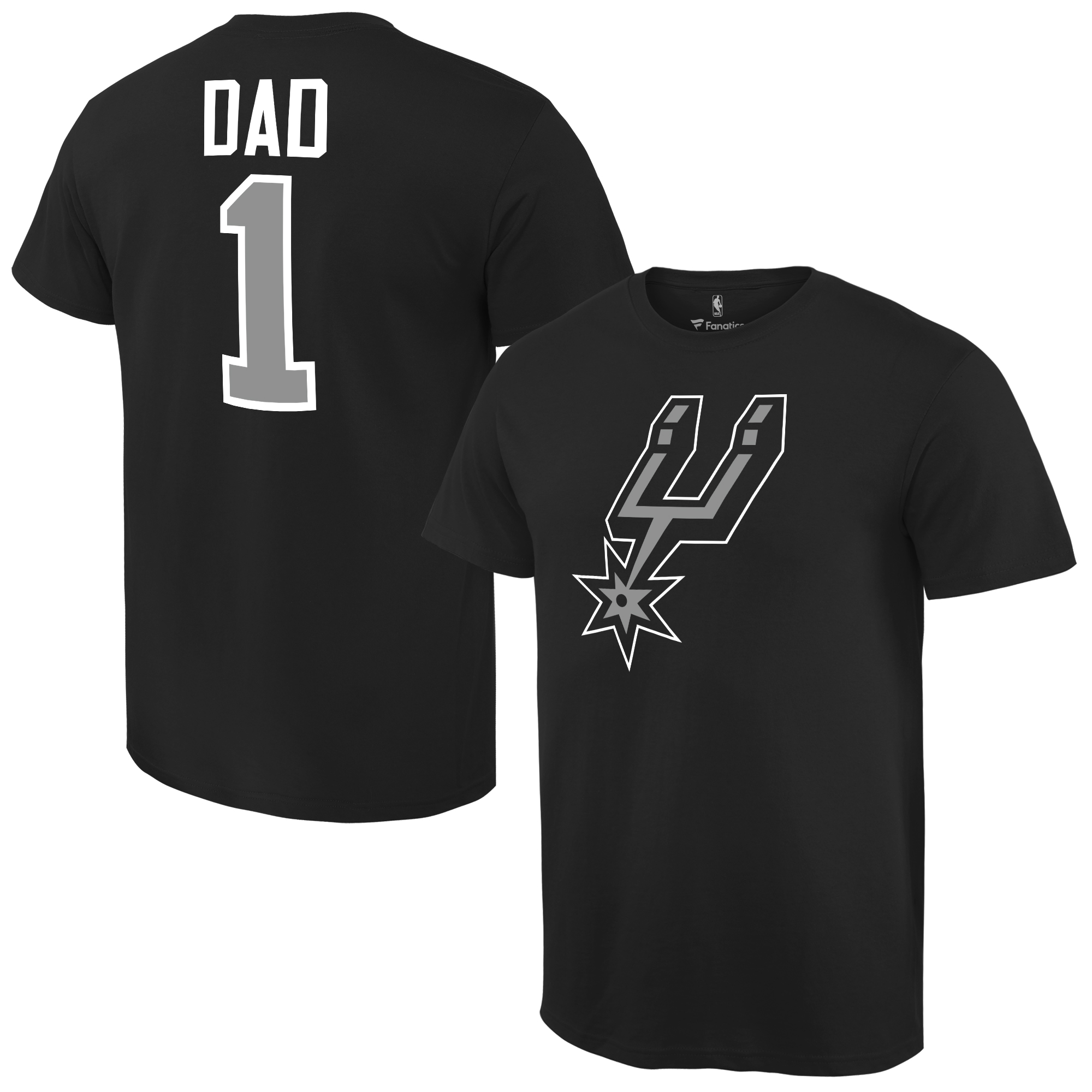 Men's Black San Antonio Spurs #1 Dad T-Shirt