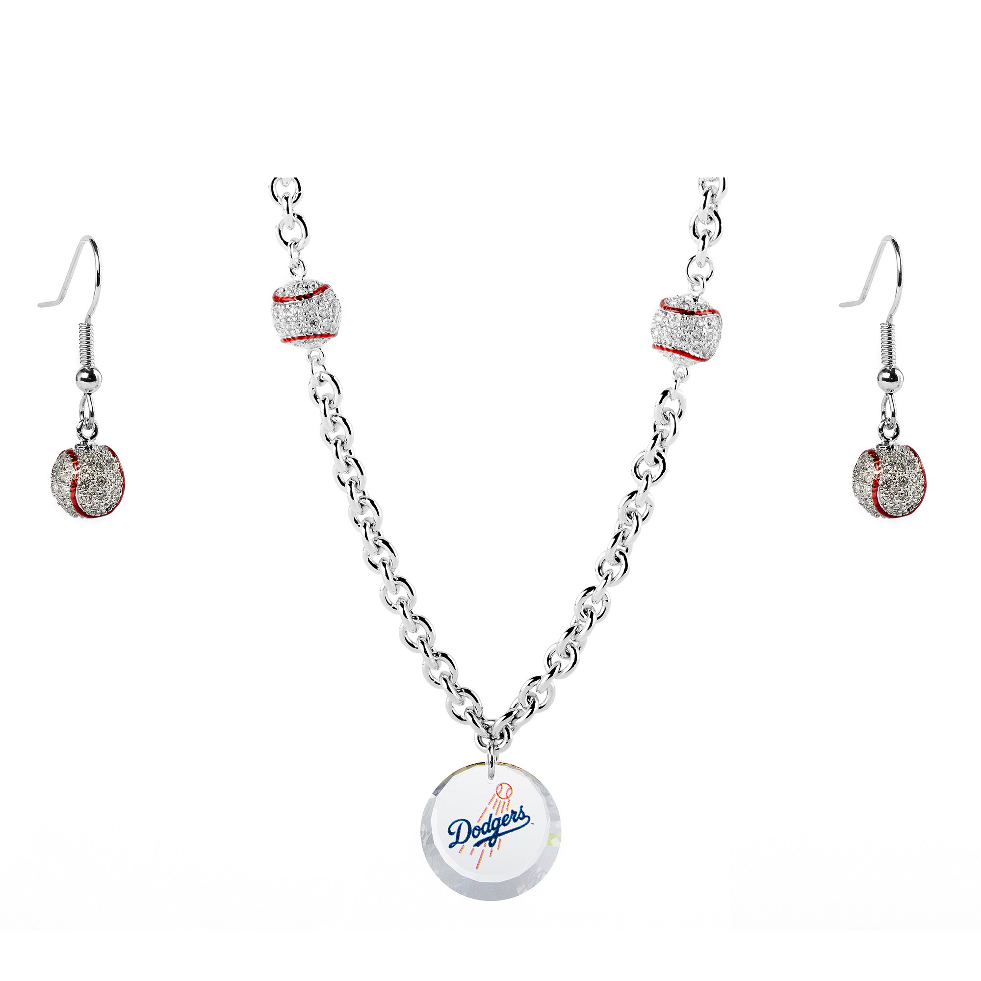 Los Angeles Dodgers Crystals from Swarovski Baseball Necklace & Earrings