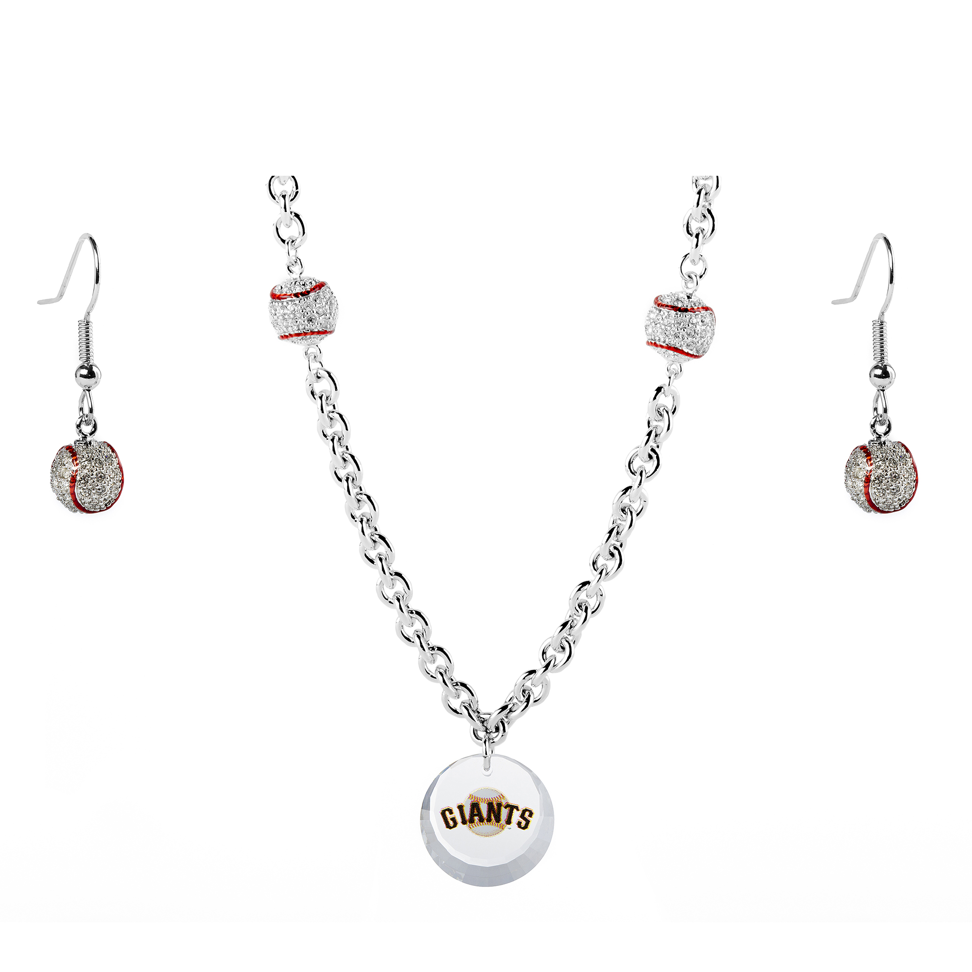 San Francisco Giants Crystals from Swarovski Baseball Necklace & Earrings