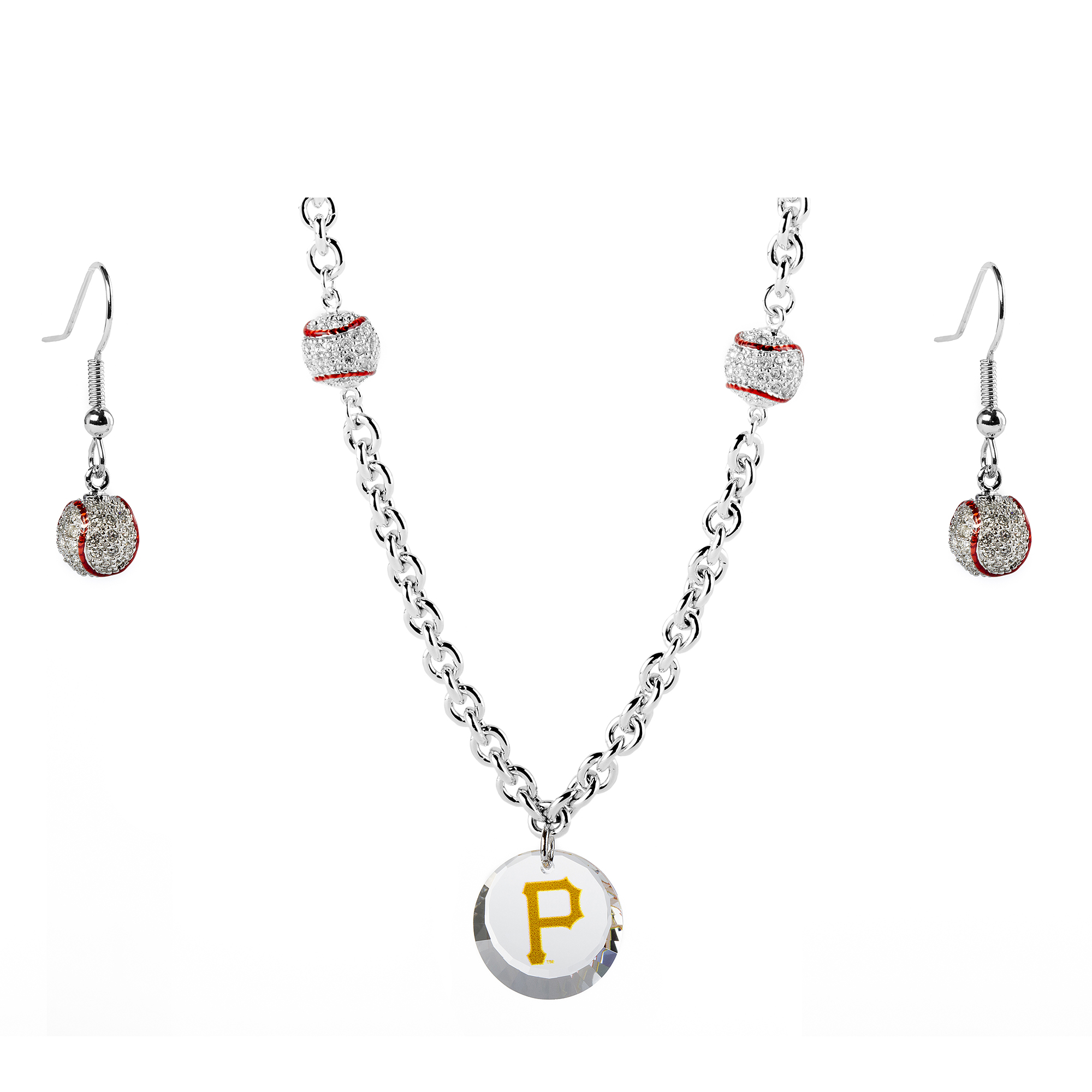 Pittsburgh Pirates Crystals from Swarovski Baseball Necklace & Earrings