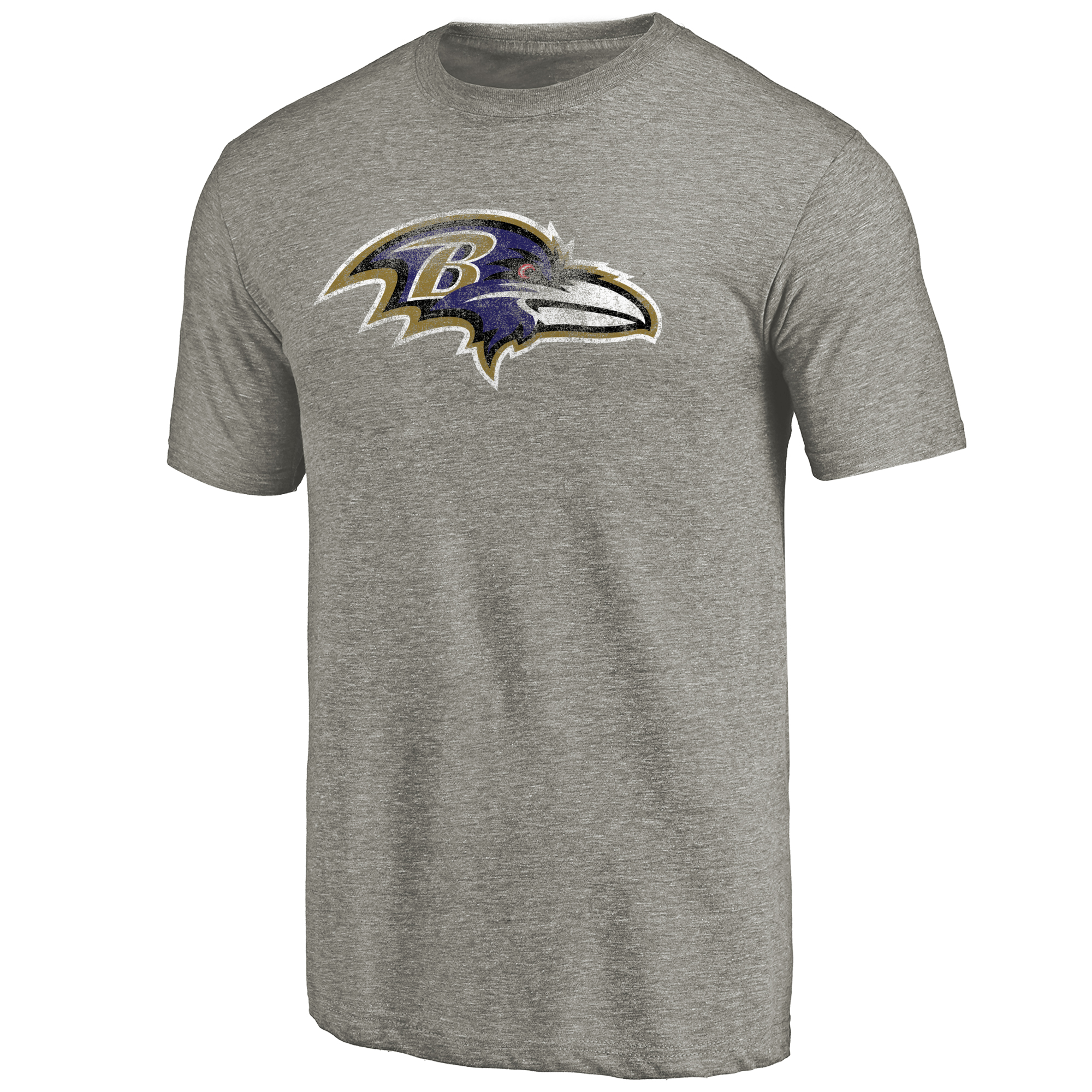 Men's Ash Baltimore Ravens Distressed Team T-Shirt