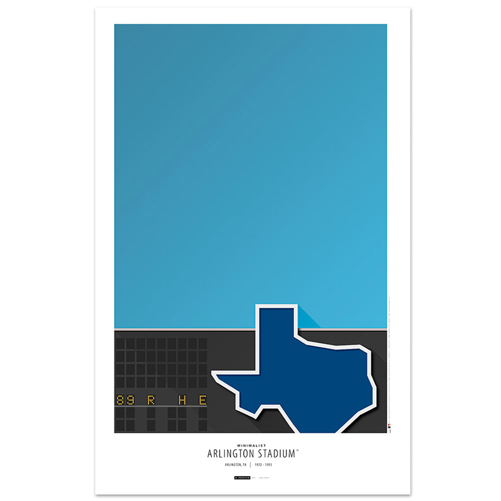Texas Rangers 11" x 17" Minimalist Arlington Stadium Art Poster