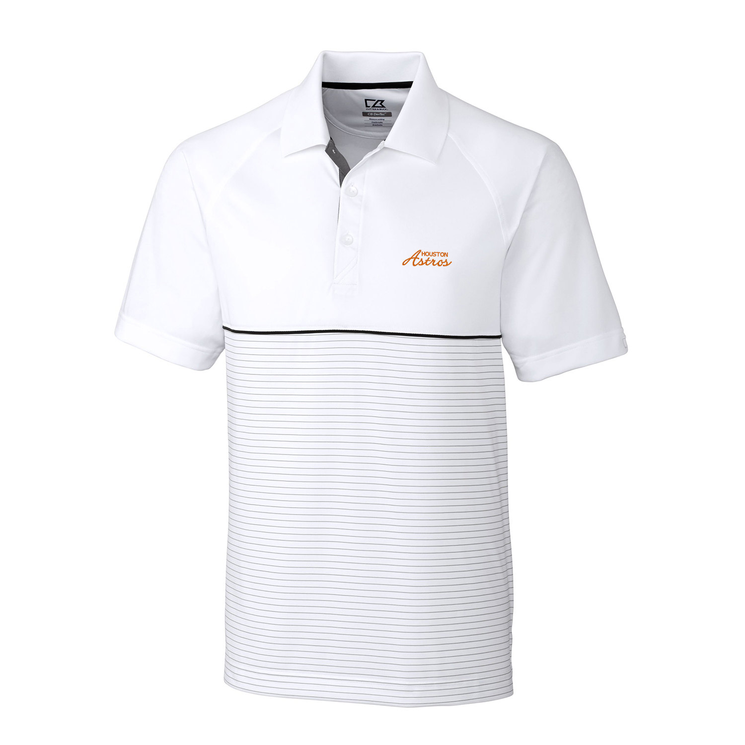 Men's Cutter & Buck White/Gray Houston Astros Junction Stripe DryTec Polo