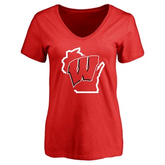 Women's Red Wisconsin Badgers Tradition State T-Shirt