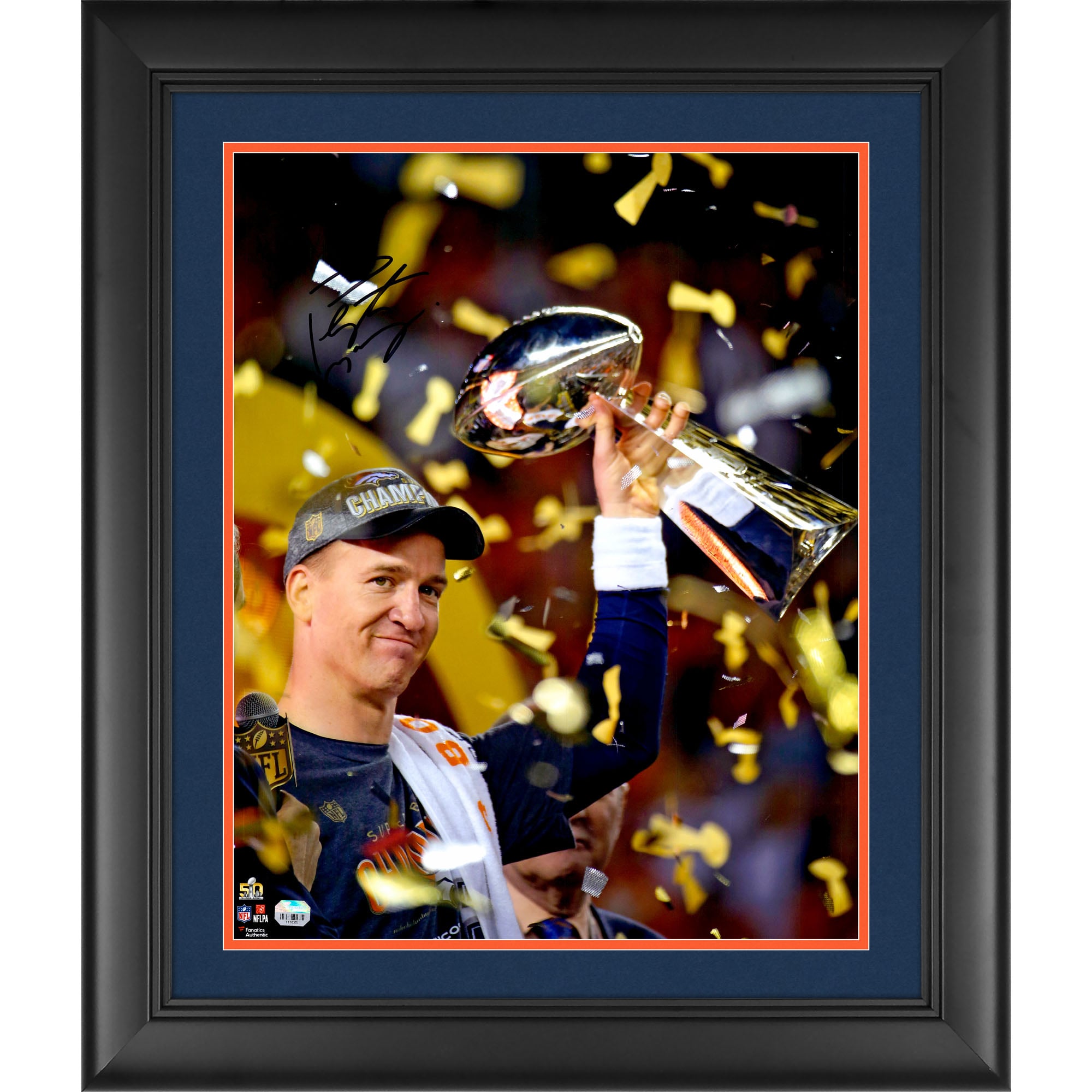 Peyton Manning Denver Broncos Framed Autographed 16" x 20" Super Bowl 50 Champions Celebration Photograph