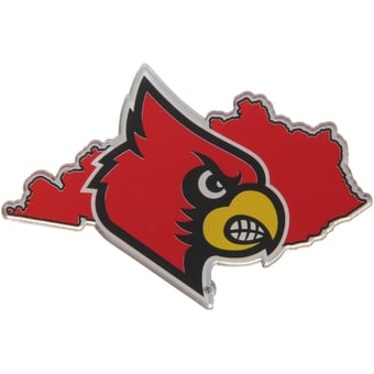 Louisville Cardinals State Shape Acrylic Metallic Auto Emblem