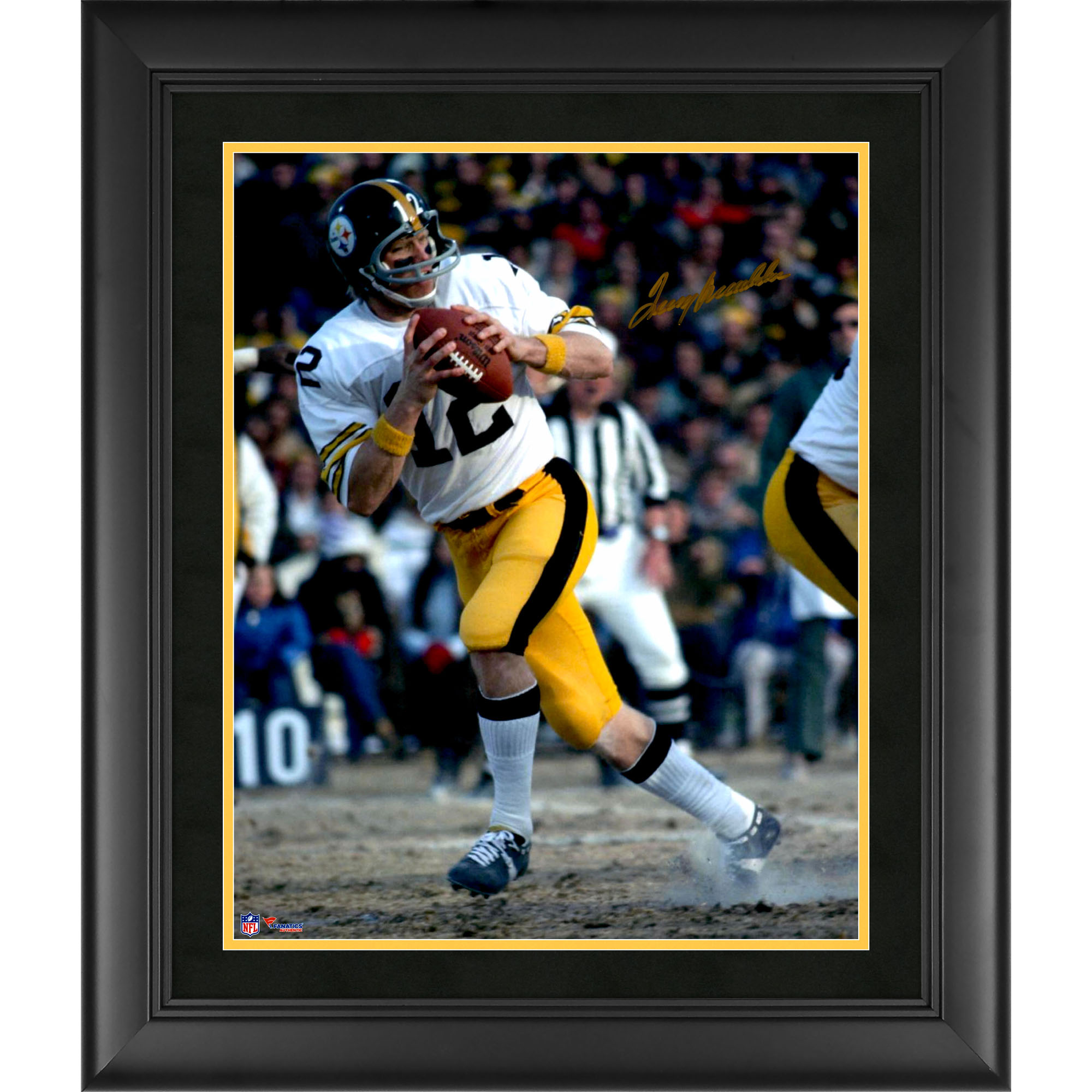 Terry Bradshaw Pittsburgh Steelers Framed Autographed 16" x 20" White Jersey Photograph
