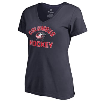 Women's Navy Columbus Blue Jackets Overtime V-Neck T-Shirt