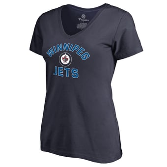 Women's Navy Winnipeg Jets Overtime V-Neck T-Shirt