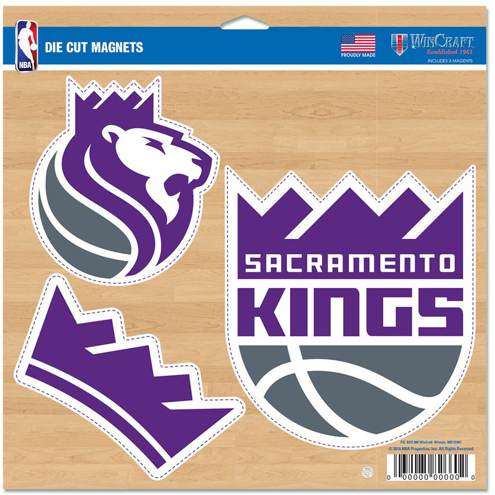 WinCraft Sacramento Kings 11" x 11" 3-Pack Car Magnet Set