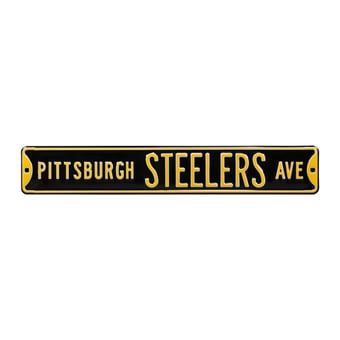 Black Pittsburgh Steelers 6" x 36" Steel Street Sign