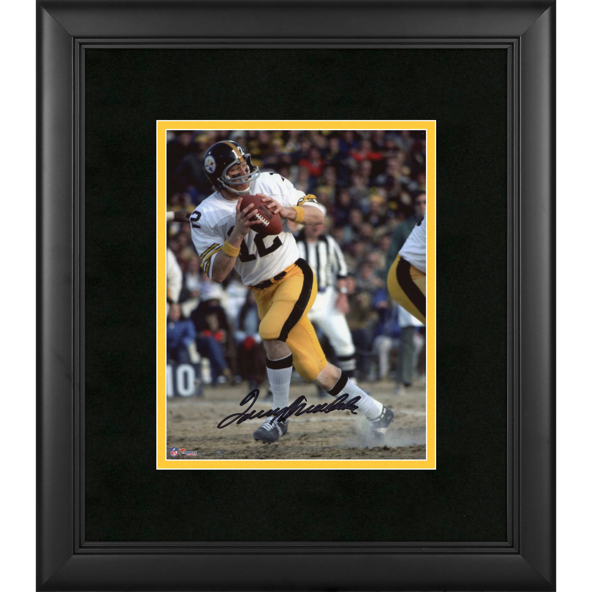 Terry Bradshaw Pittsburgh Steelers Framed Autographed 8" x 10" White Jersey Photograph