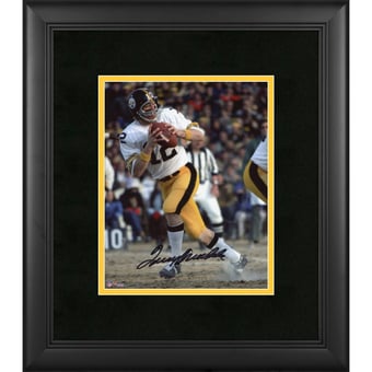 Terry Bradshaw Pittsburgh Steelers Framed Autographed 8" x 10" White Jersey Photograph