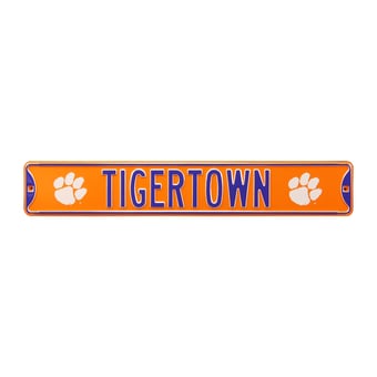 Orange Clemson Tigers 6" x 36" College Ave Embossed Street Sign