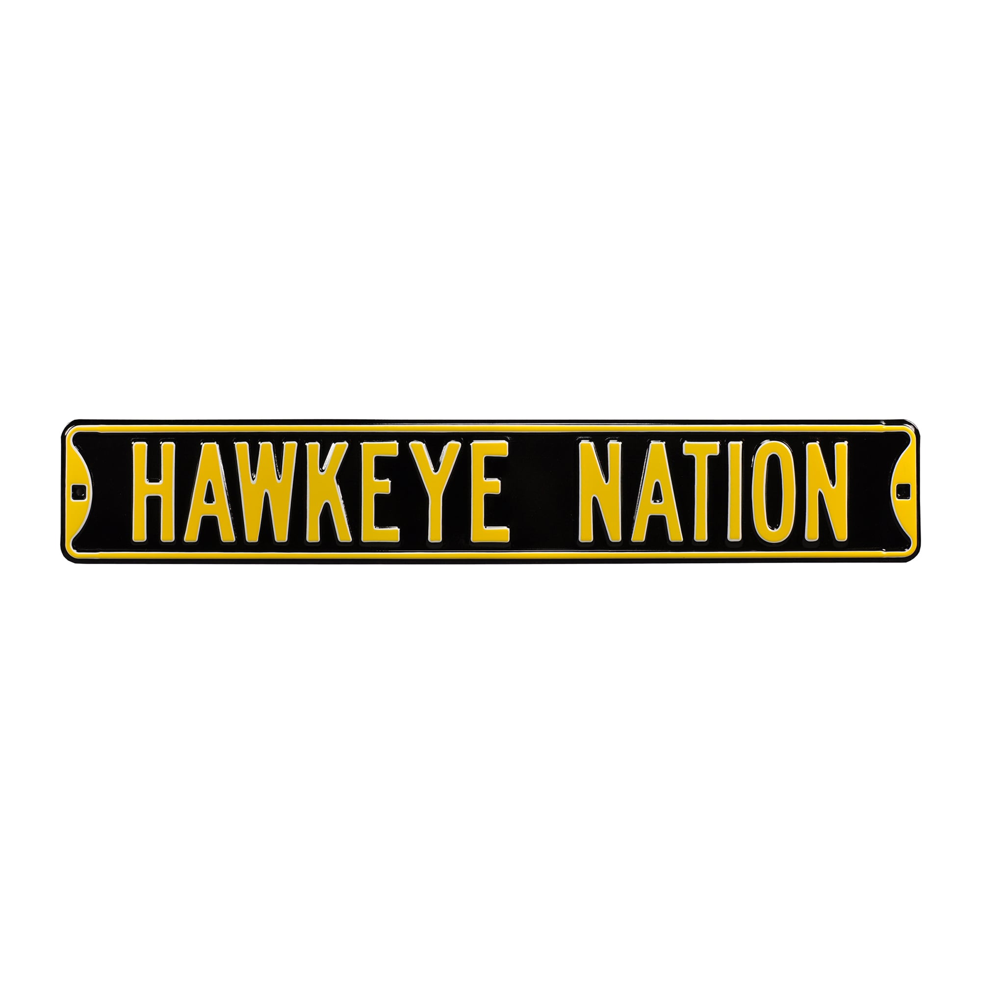Black Iowa Hawkeyes 6" x 36" College Ave Embossed Street Sign
