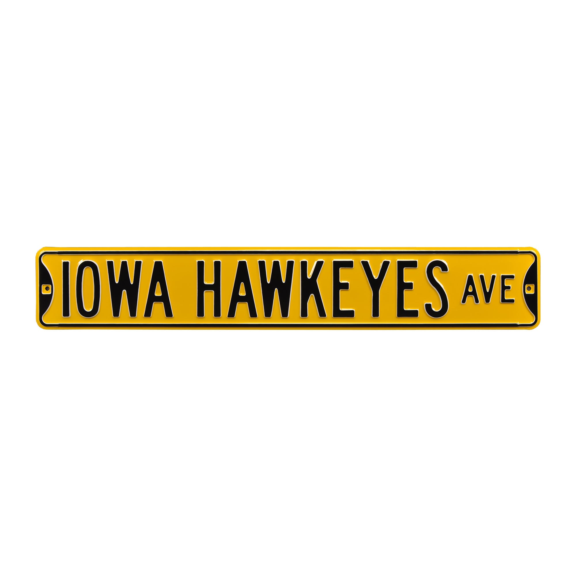 Yellow Iowa Hawkeyes 6" x 36" College Ave Team Street Sign