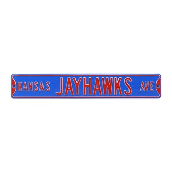Blue Kansas Jayhawks 6" x 36" College Ave Street Sign