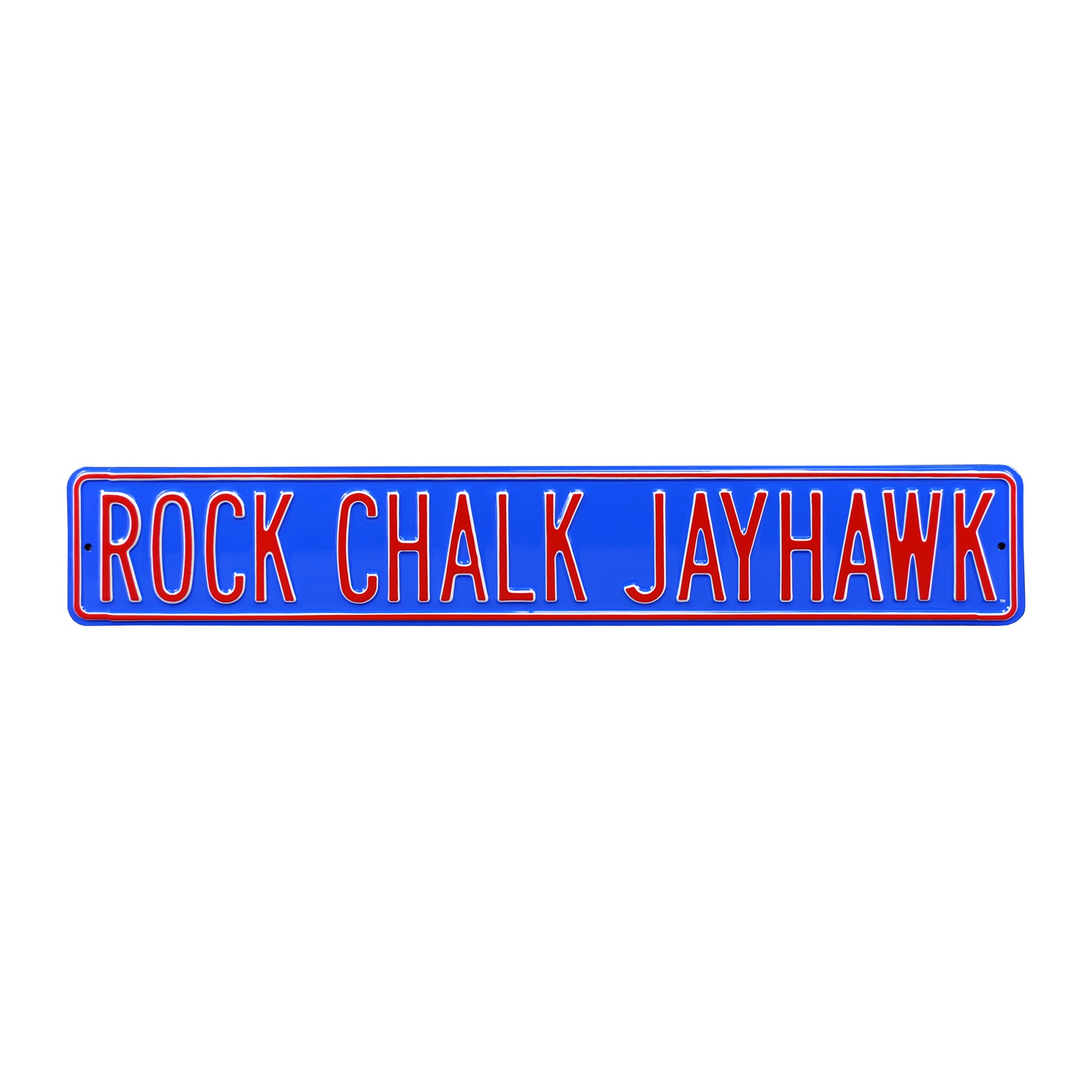 Blue Kansas Jayhawks 6" x 36" College Ave Embossed Street Sign