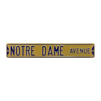 Gold Notre Dame Fighting Irish 6" x 36" College Ave Street Sign