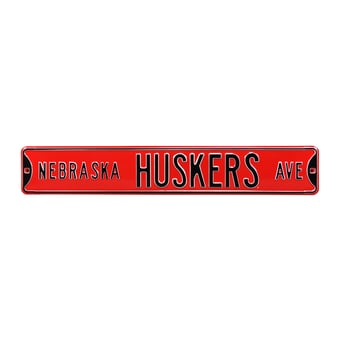 Scarlet Nebraska Huskers 6" x 36" College Ave Street Sign