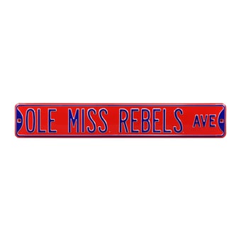 Red Ole Miss Rebels 6" x 36" College Ave Street Sign