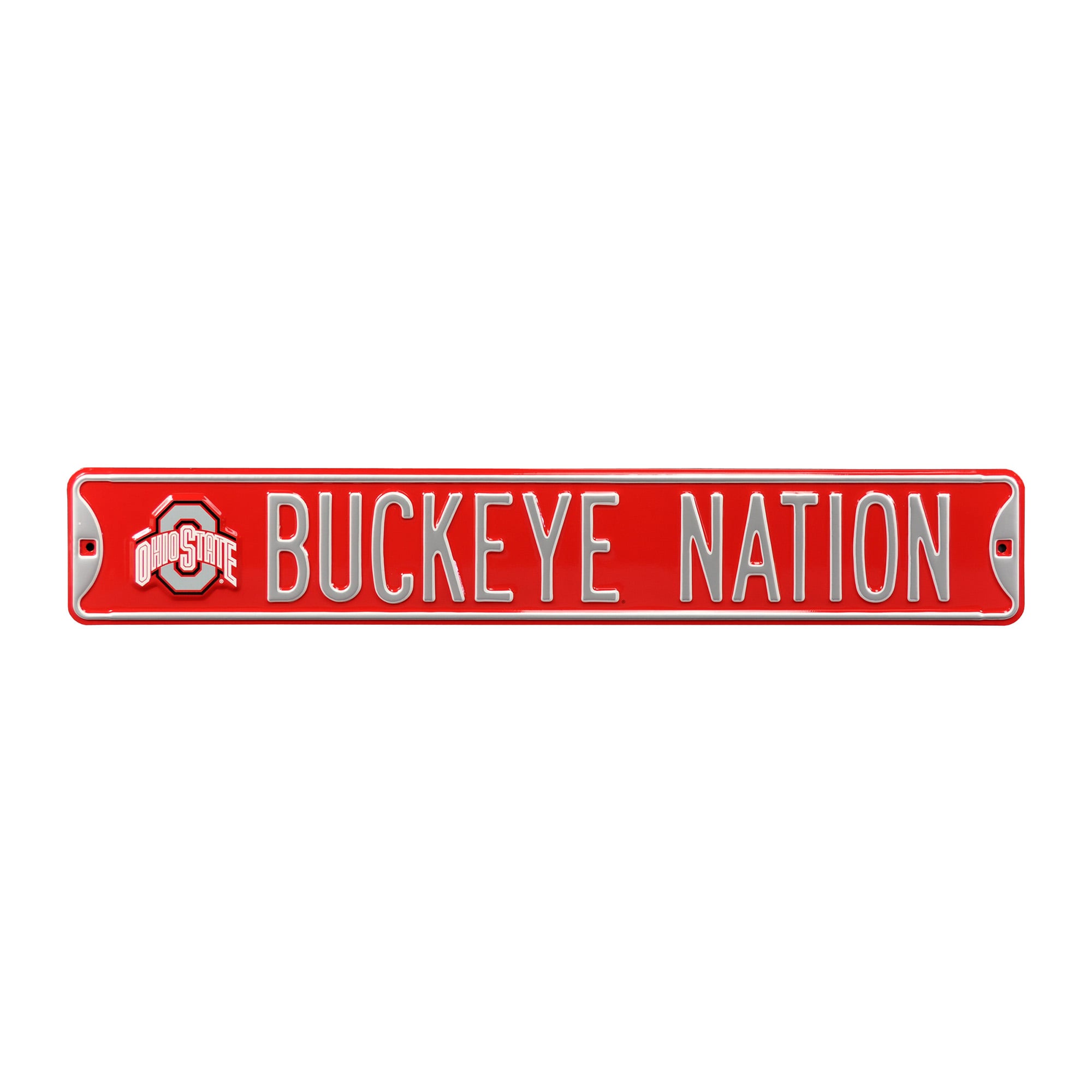 Scarlet Ohio State Buckeyes 6" x 36" College Ave Embossed Team Street Sign