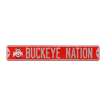Scarlet Ohio State Buckeyes 6" x 36" College Ave Embossed Team Street Sign