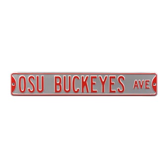 Silver Ohio State Buckeyes 6" x 36" College Ave Street Sign