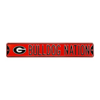 Red Georgia Bulldogs 6" x 36" College Ave Steel Street Sign