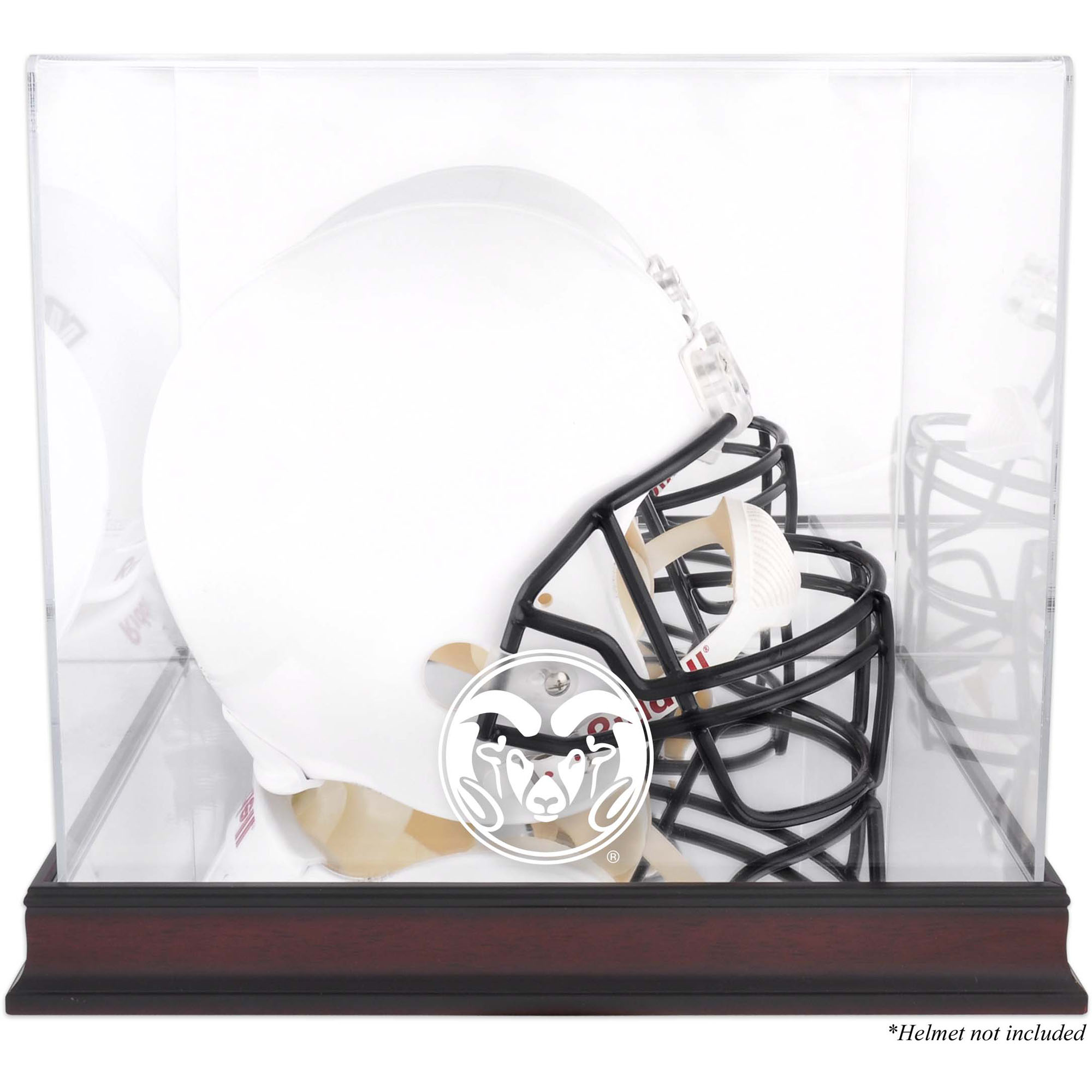 Colorado State Rams Mahogany Base Team Helmet Display Case with Mirrored Back