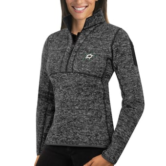 Women's Antigua Charcoal Dallas Stars Fortune Half-Zip Sweatshirt