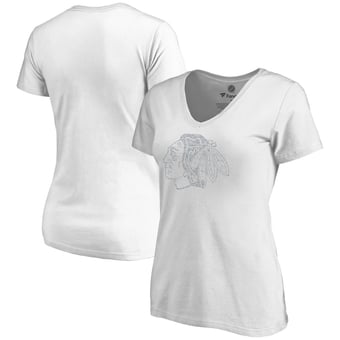 Women's White Chicago Blackhawks Whiteout V-Neck T-Shirt