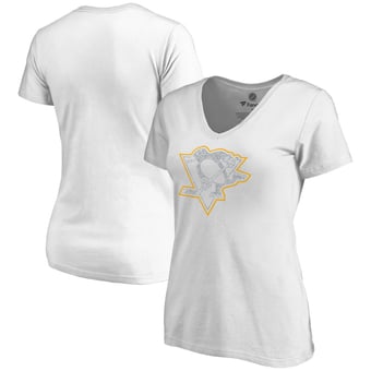 Women's White Pittsburgh Penguins Whiteout V-Neck T-Shirt