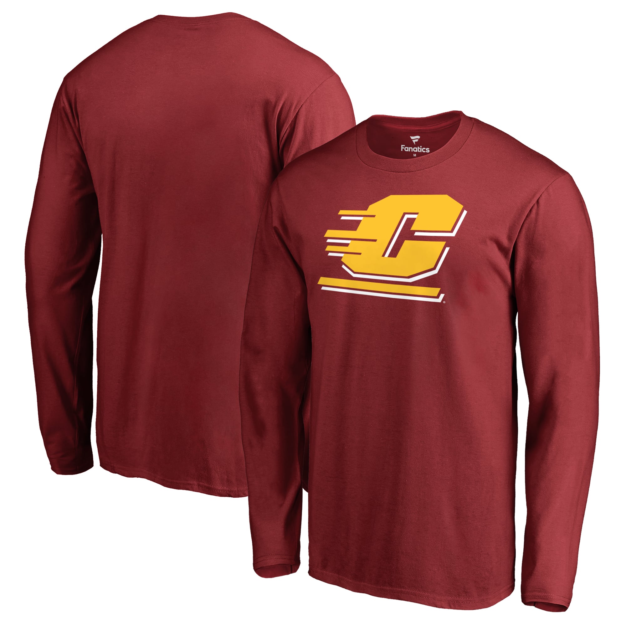 Men's Maroon Cent. Michigan Chippewas Primary Team Logo Long Sleeve T-Shirt