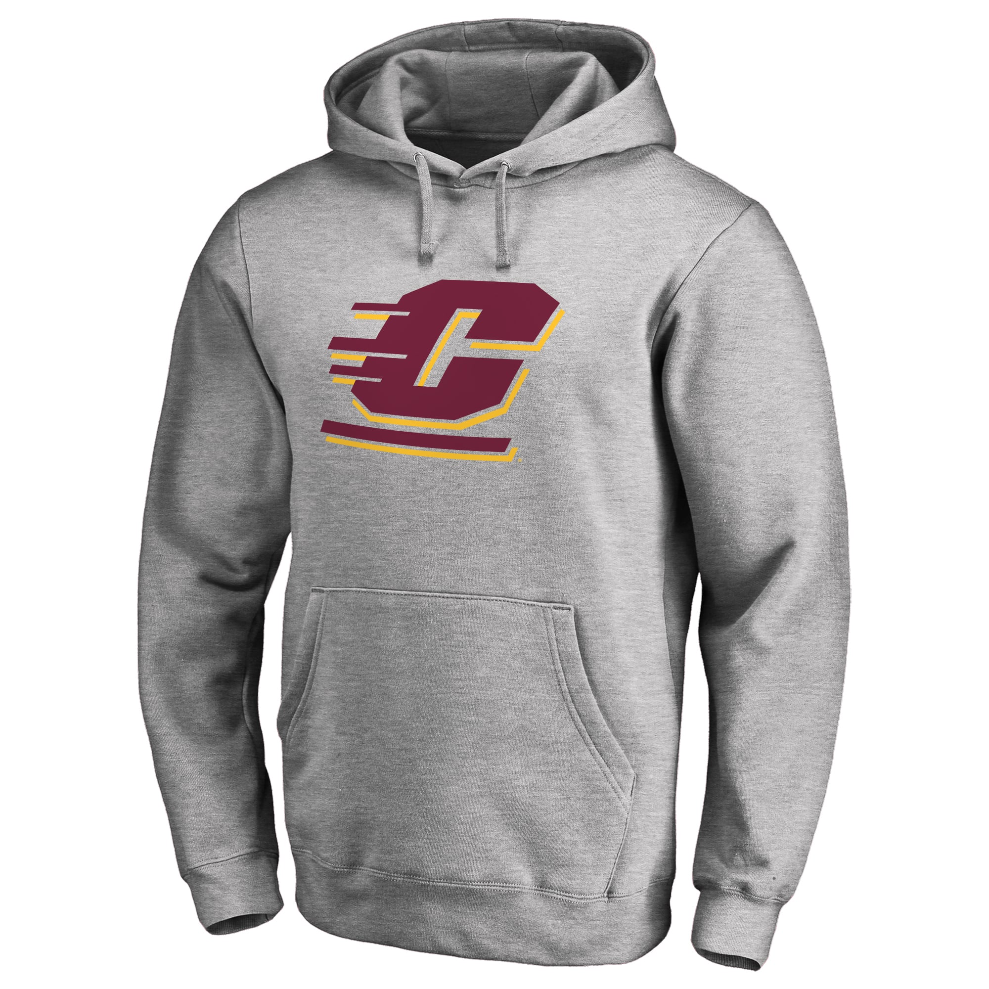 Men's Ash Cent. Michigan Chippewas Primary Team Logo Pullover Hoodie